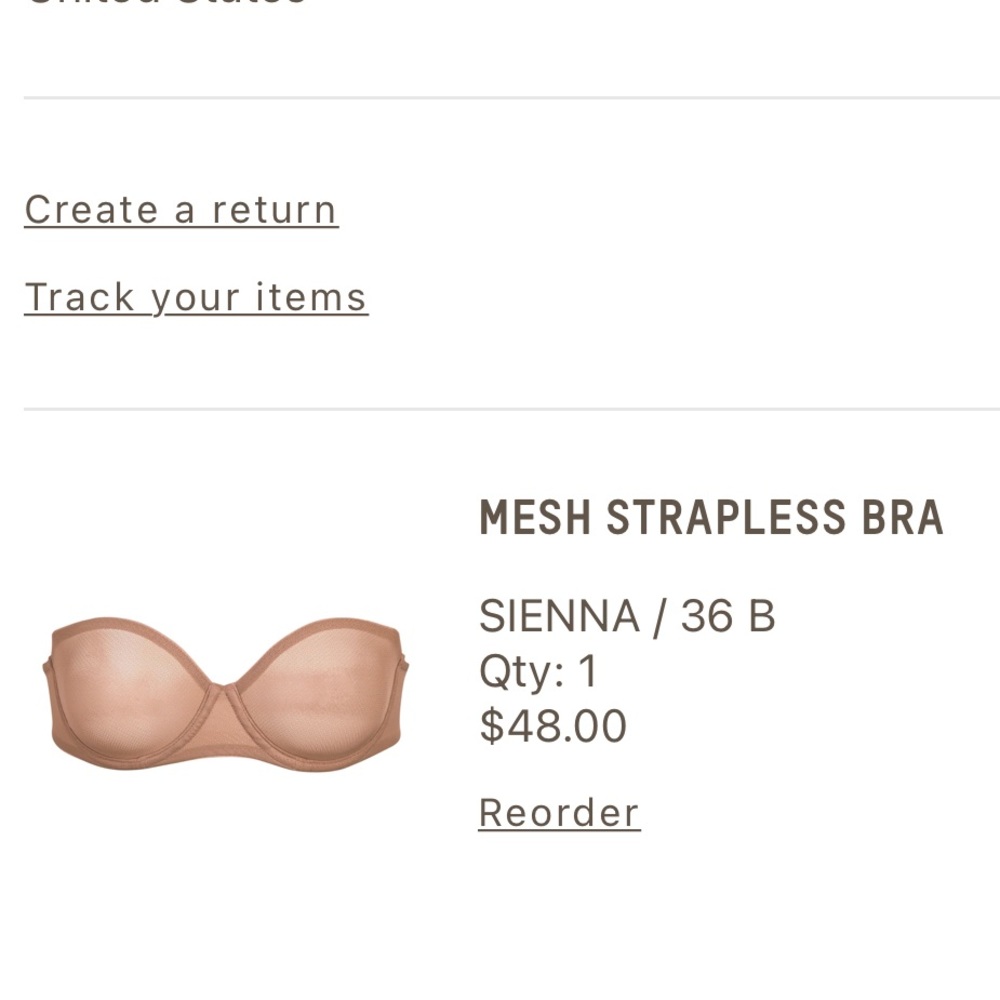 SKIMS mesh strapless bra / sienna / 36B